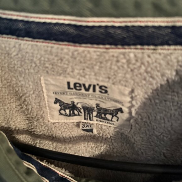Vintage Levi's Sherpa Lined Shirt Jacket 3XL Men's Olive - Picture 3 of 7